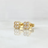 Topos Trebol 1.2gr / 5mm Circones Blancos Oro Amarillo 18K ©