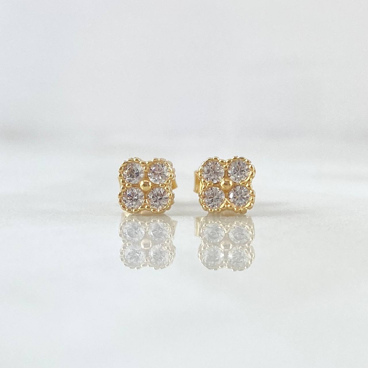 Topos Trebol 1.2gr / 5mm Circones Blancos Oro Amarillo 18K ©