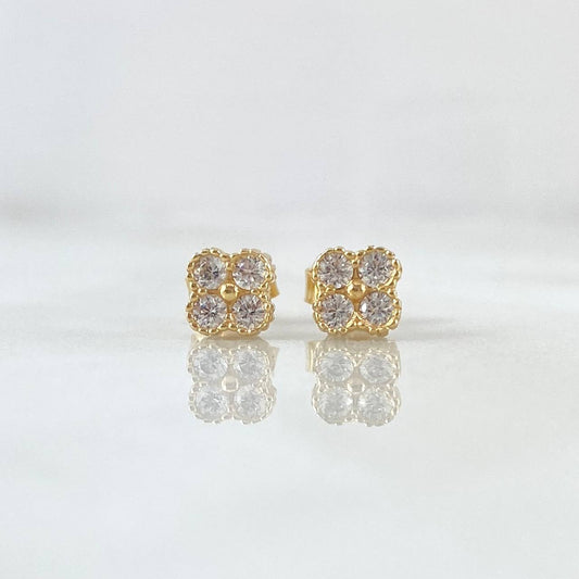 Topos Trebol 1.2gr / 5mm Circones Blancos Oro Amarillo 18K ©