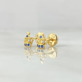 Topos Corona Real Basteada 0.8gr / 6.5mm Circones Azules Blancos Oro Amarillo 18K