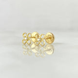 Topos Flor Cuatro Petalos 0.7gr / 5.6mm Circon Blanco Oro Amarillo 18K