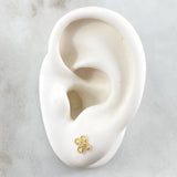Topos Flor Cuatro Petalos 0.7gr / 5.6mm Circon Blanco Oro Amarillo 18K