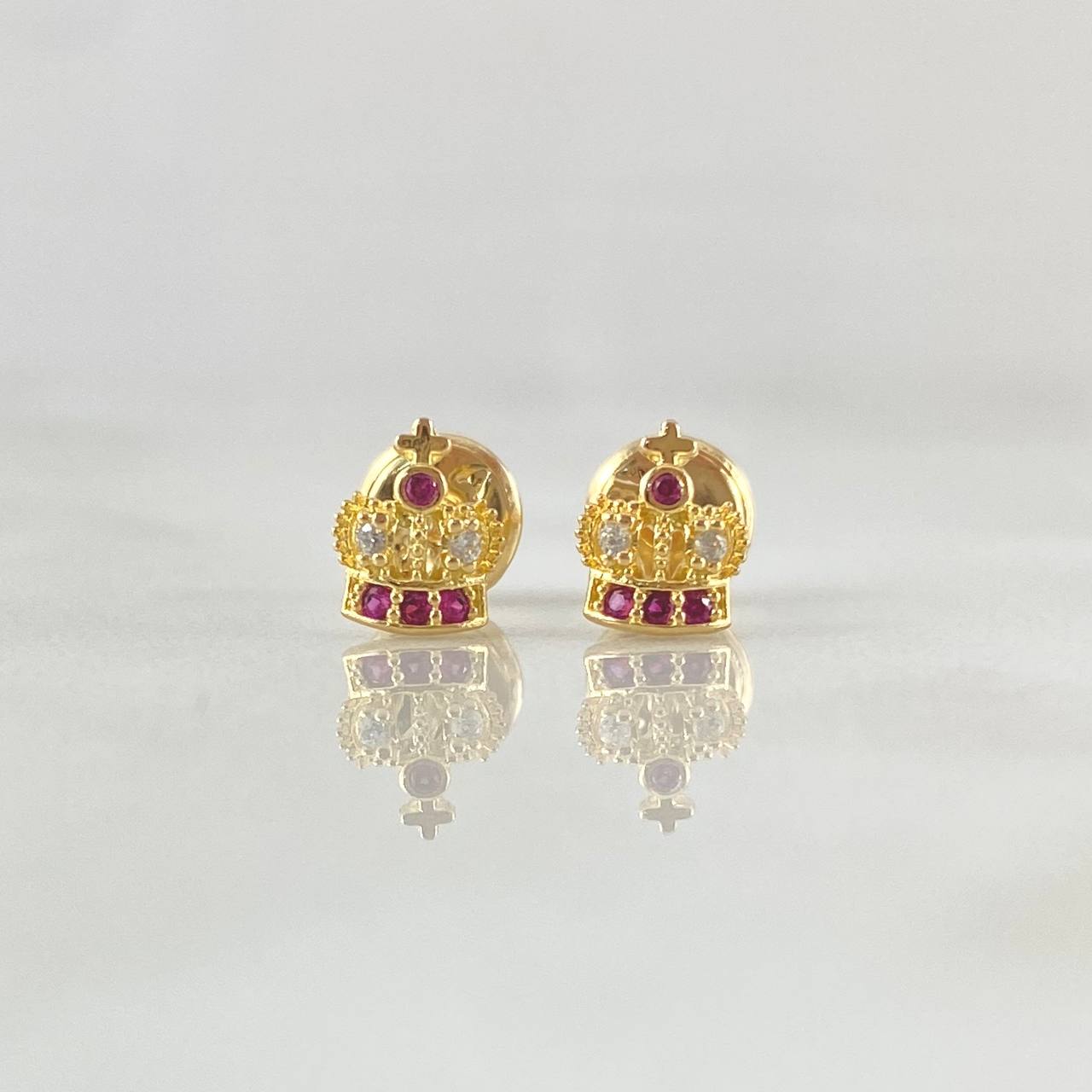 Topos Corona Real Basteada 0.8gr / 6.7mm Circones Fucsias Blancos Oro Amarillo 18K