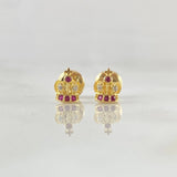 Topos Corona Real Basteada 0.8gr / 6.7mm Circones Fucsias Blancos Oro Amarillo 18K