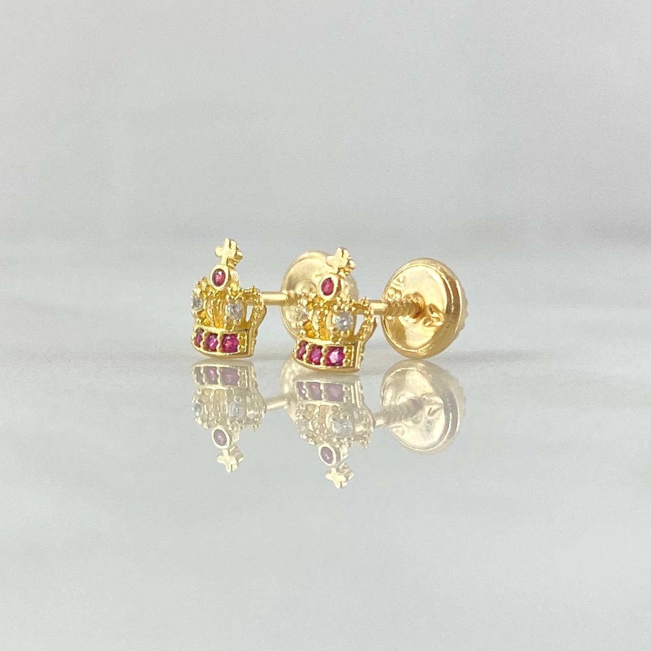 Topos Corona Real Basteada 0.8gr / 6.7mm Circones Fucsias Blancos Oro Amarillo 18K