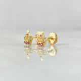 Topos Corona Real Basteada 0.8gr / 6.7mm Circones Fucsias Blancos Oro Amarillo 18K