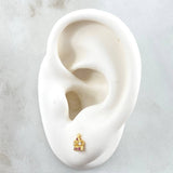 Topos Corona Real Basteada 0.8gr / 6.7mm Circones Fucsias Blancos Oro Amarillo 18K