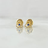 Topos Flor Tres Petalos 0.55gr / 5mm Circon Azul Oro Amarillo 18K