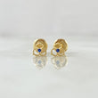 Topos Flor Tres Petalos 0.55gr / 5mm Circones Azules Oro Amarillo 18K ©