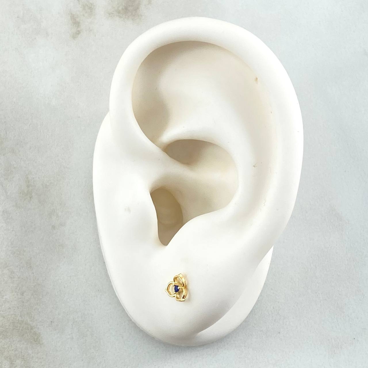 Topos Flor Tres Petalos 0.55gr / 5mm Circon Azul Oro Amarillo 18K