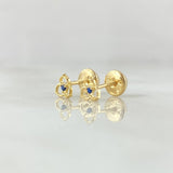 Topos Flor Tres Petalos 0.55gr / 5mm Circon Azul Oro Amarillo 18K