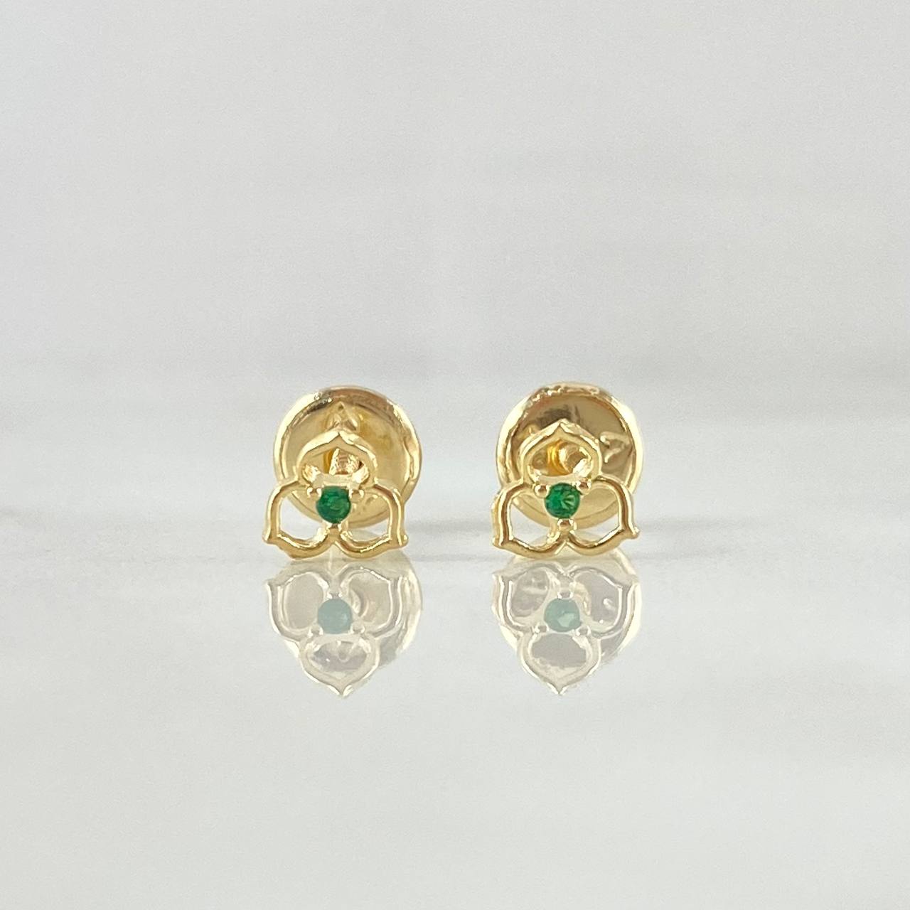Topos Flor Tres Petalos 0.55gr / 5mm Circon Verde Oro Amarillo 18K
