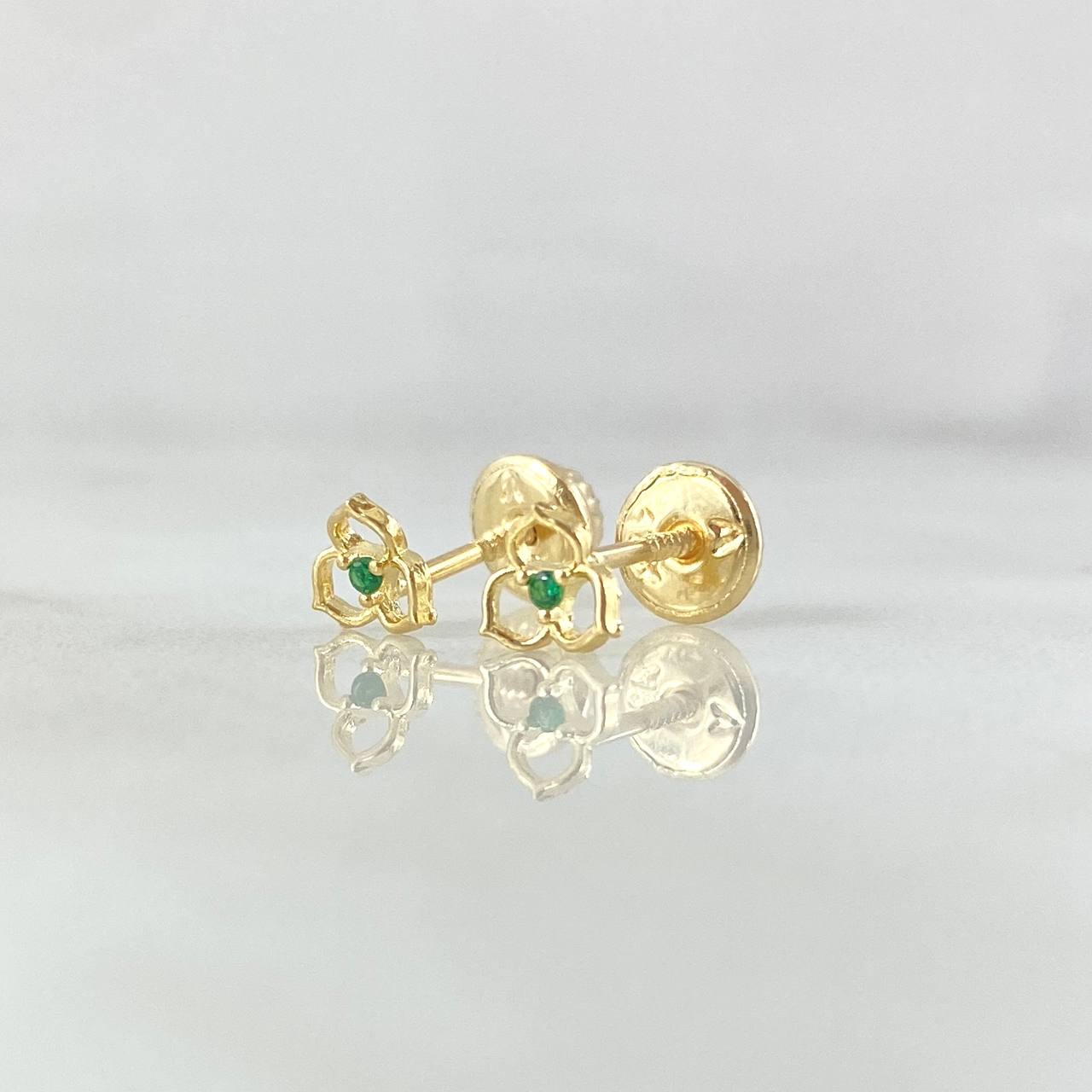 Topos Flor Tres Petalos 0.55gr / 5mm Circones Verdes Oro Amarillo 18K ©