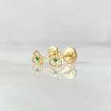 Topos Flor Tres Petalos 0.55gr / 5mm Circones Verdes Oro Amarillo 18K ©