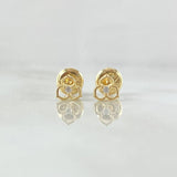 Topos Flor Tres Petalos 0.55gr / 5mm Circones Blancos Oro Amarillo 18K ©