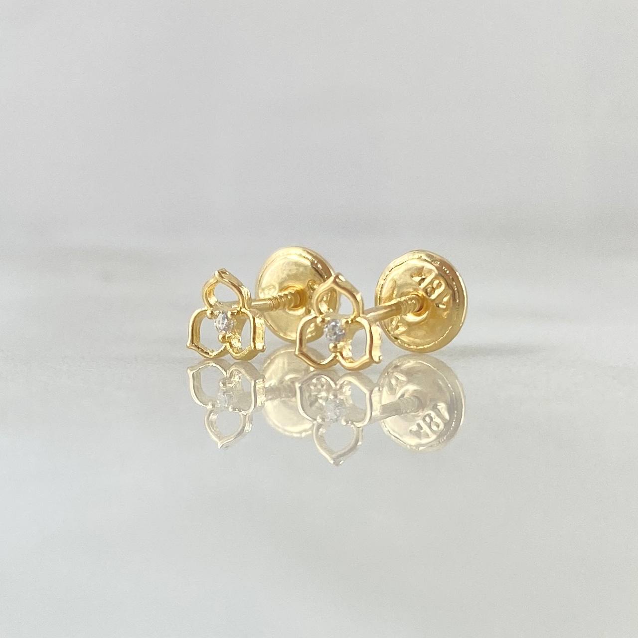 Topos Flor Tres Petalos 0.55gr / 5mm Circones Blancos Oro Amarillo 18K ©