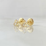 Topos Flor Tres Petalos 0.55gr / 5mm Circones Blancos Oro Amarillo 18K ©
