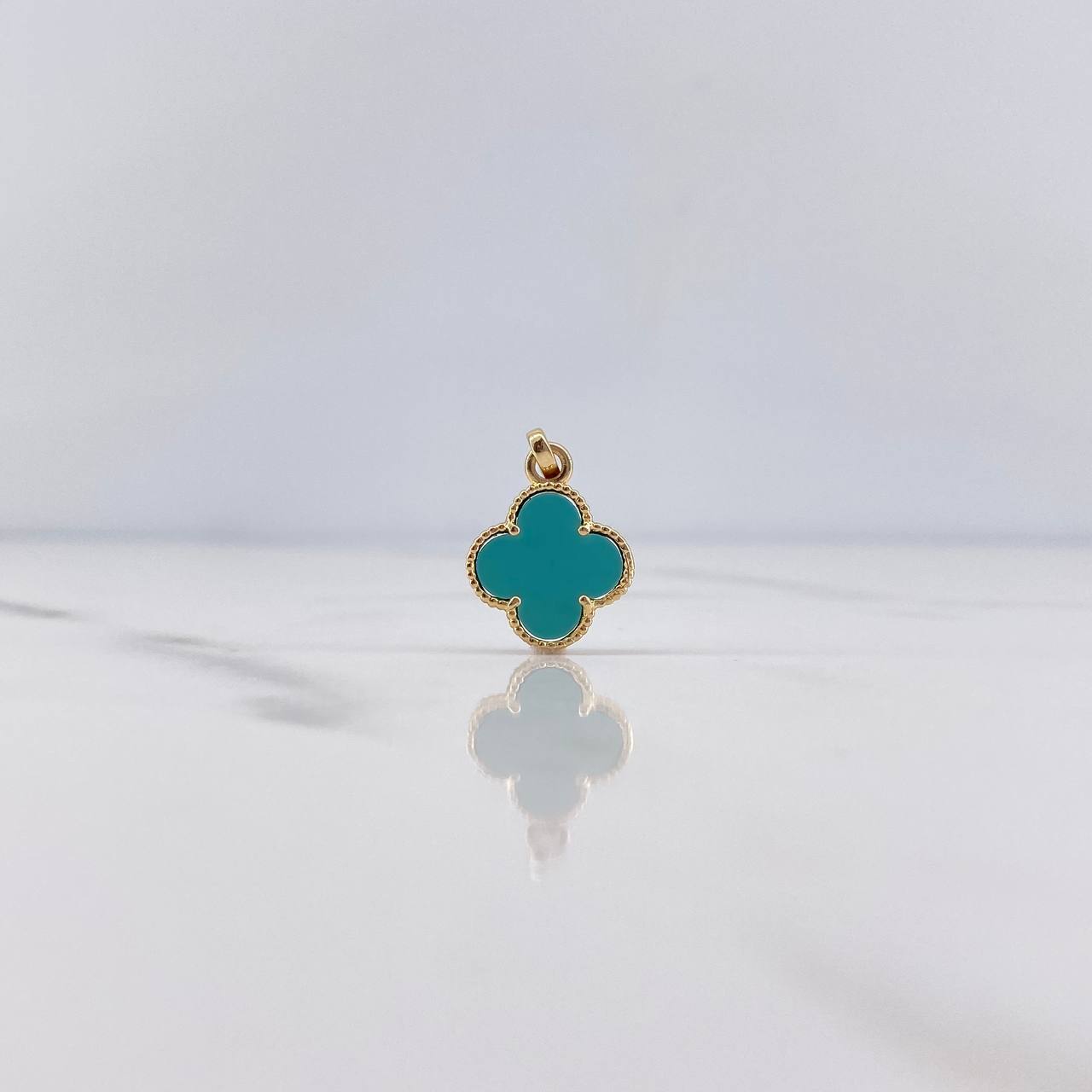 Dije Trebol 1.15gr / 1.8cm / Turqueza Oro Amarillo 18K &