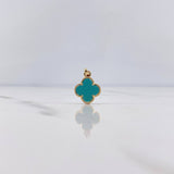 Dije Trebol 1.15gr / 1.8cm / Turqueza Oro Amarillo 18K &