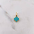Dije Trebol 1.1gr / 1.8cm / Turqueza Oro Amarillo 18K &