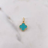 Dije Trebol 1.1gr / 1.8cm / Turqueza Oro Amarillo 18K &