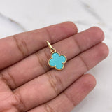 Dije Trebol 1.05gr / 1.8cm / Turqueza Oro Amarillo 18K &