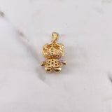 Dije Gata 5.3gr / 2.7cm / Circones Blancos Fucsias Lila Tres Oros 18K &