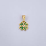 Dije Flor 0.85gr / 1.7cm / Circones Verdes Blanco Oro Amarillo 18K &