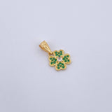 Dije Flor 0.85gr / 1.7cm / Circones Verdes Blanco Oro Amarillo 18K &