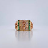 Anillo Ancla Timon 10gr / T10 / Circones Blancos Verdes Tres Oros 18K $