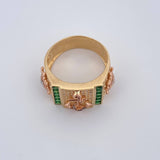 Anillo Ancla Timon 10gr / T10 / Circones Blancos Verdes Tres Oros 18K $