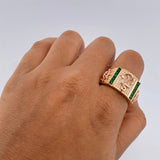 Anillo Ancla Timon 10gr / T10 / Circones Blancos Verdes Tres Oros 18K $