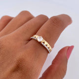 Anillo Churumbela Corazones 2.25gr / T6 /  Dos Oros Amarillo Blanco 18K %