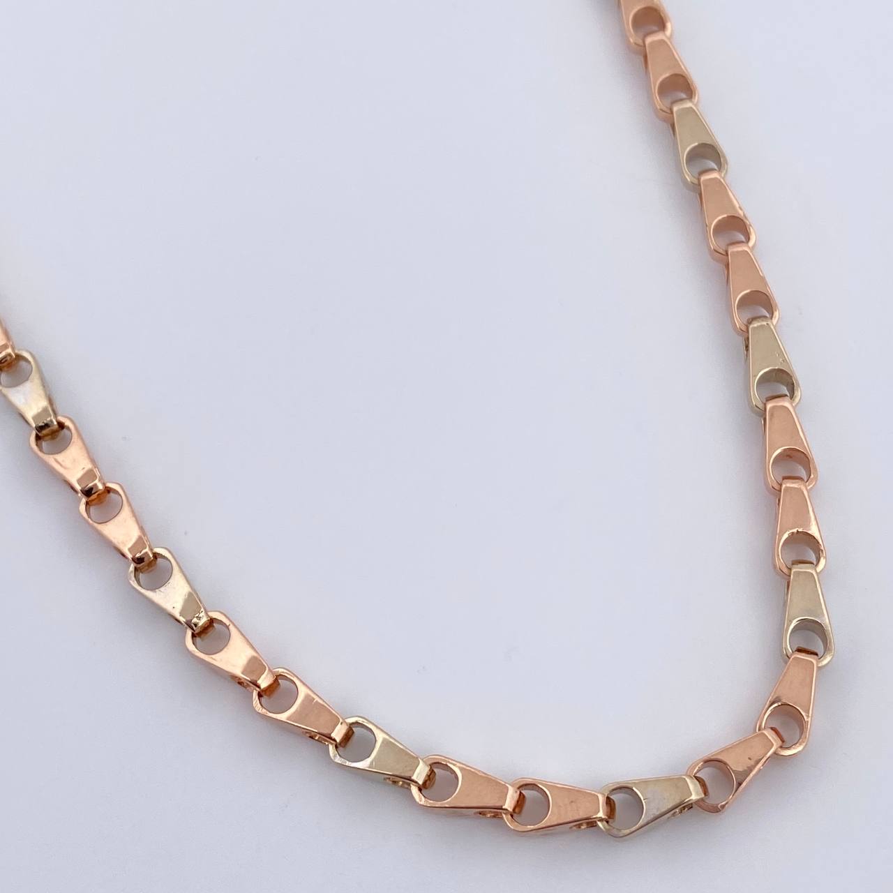 Cadena Rustica Espiga 25.95gr / 52.8cm / Dos Oros Blanco Rosa 18K &