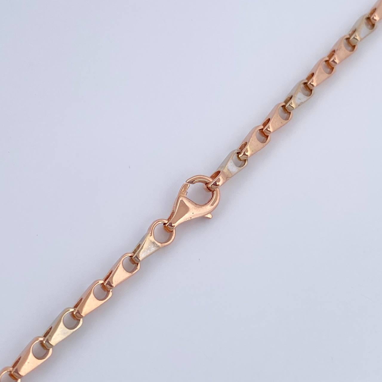 Cadena Rustica Espiga 25.95gr / 52.8cm / Dos Oros Blanco Rosa 18K &