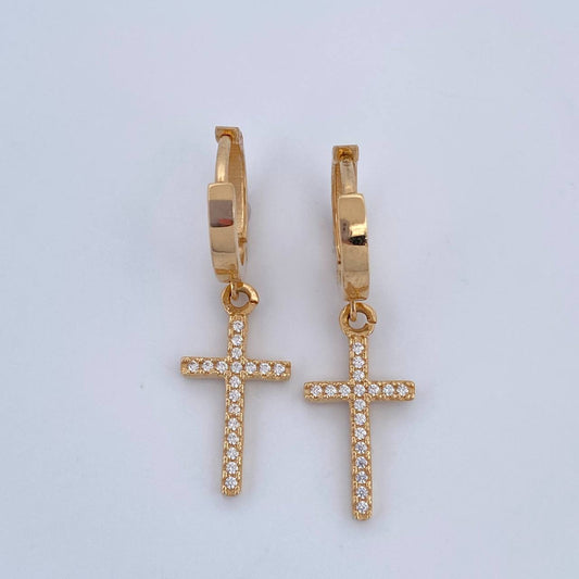 Candongas Cruz 3.05gr / 3cm / Oro Amarillo 18K &
