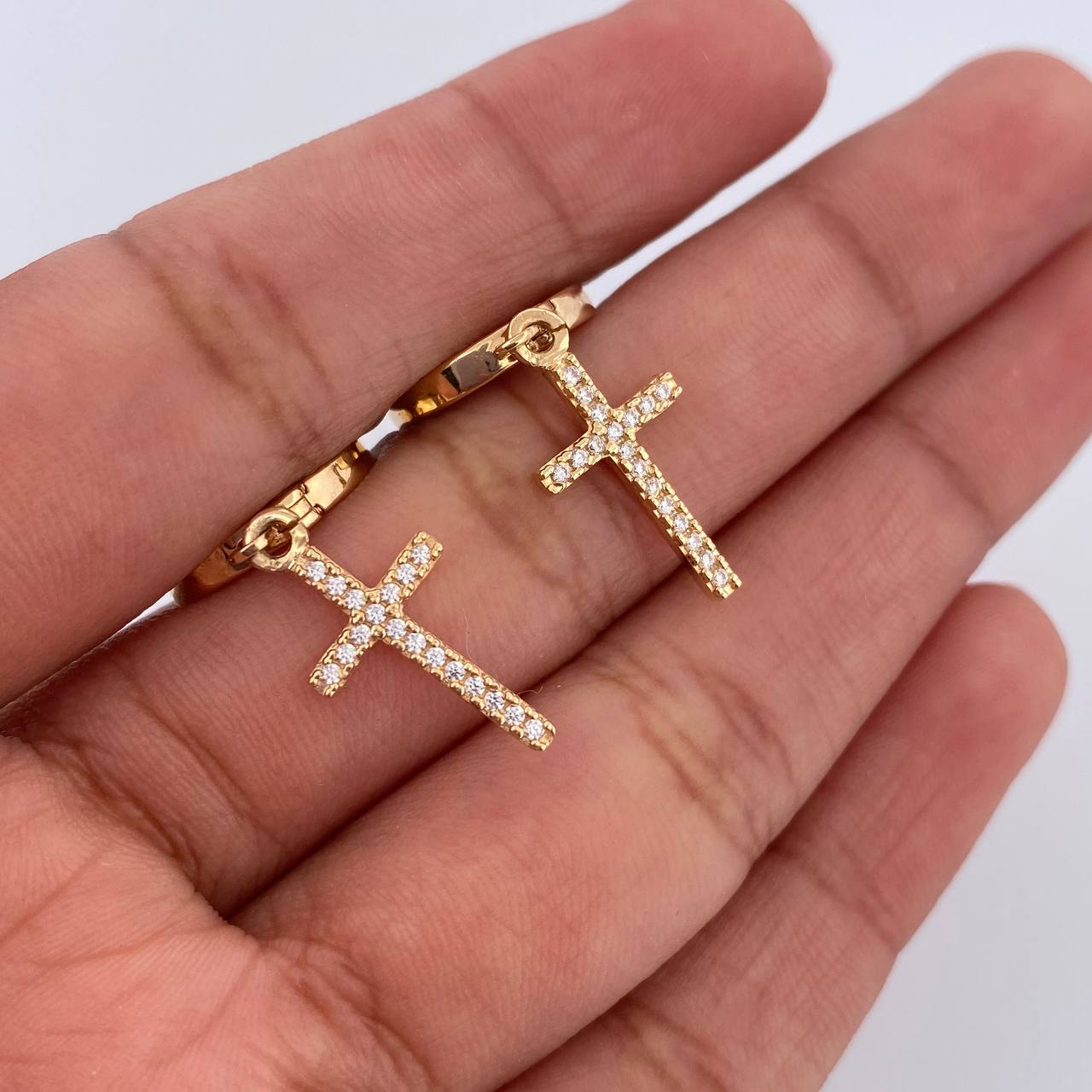 Candongas Cruz 3.05gr / 3cm / Oro Amarillo 18K &