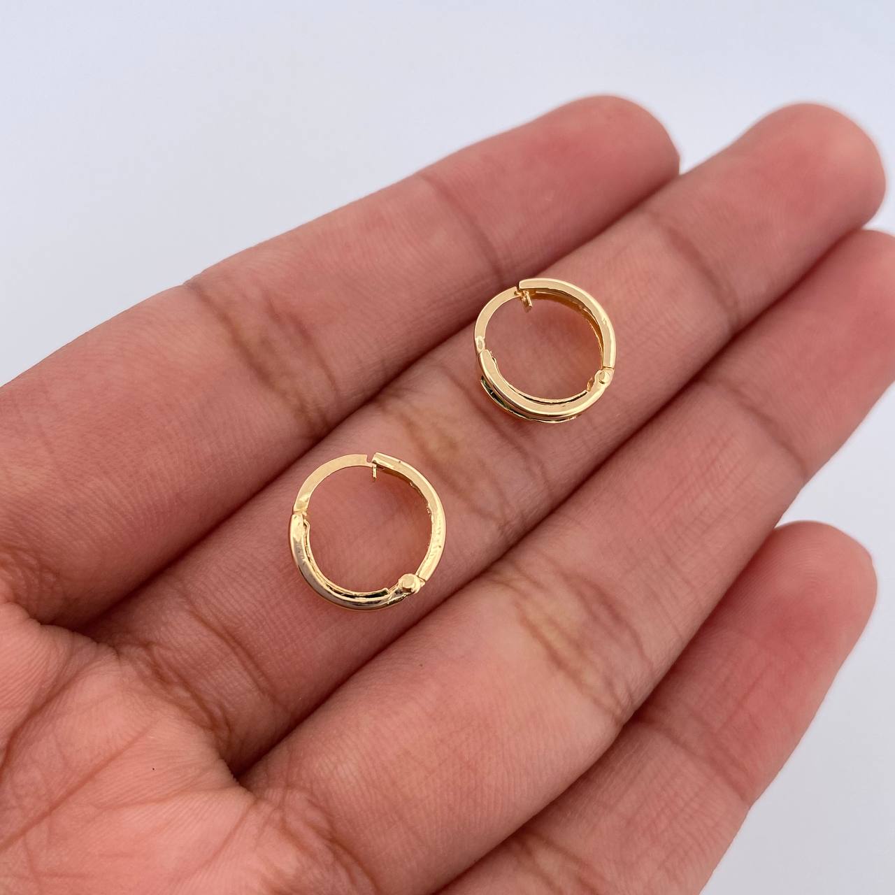 Candongas Carril Doble 0.8gr / 1cm / Oro Amarillo 18K &