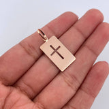 Dije Placa Cruz 0.85gr / 2.7cm / Oro Rosa 18K &