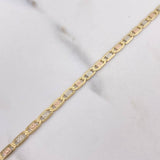 Pulso Escalera Plana 4.15gr / 19.5cm / 3.1mm Diamantada Tres Oros +3 18K &