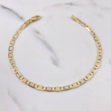 Pulso Escalera Plana 4.15gr / 19.5cm / 3.1mm Diamantada Tres Oros +3 18K &