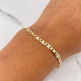 Pulso Escalera Plana 4.15gr / 19.5cm / 3.1mm Diamantada Tres Oros +3 18K &