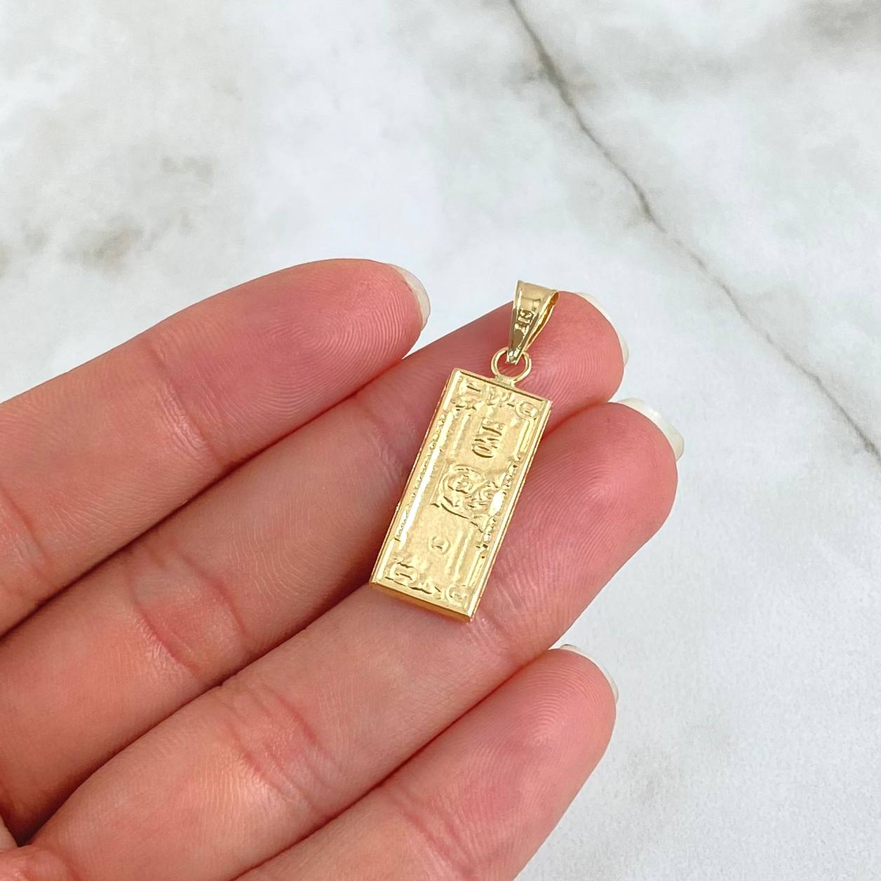 Dije Dólar 1.45gr / 3cm / Mate - Cargador Lateral Liso Oro Amarillo 18K