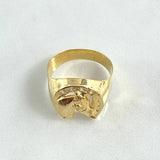 Anillo Herradura Caballo 3.3gr / T9 1/2 / Circones Blancos Oro Amarillo 18K
