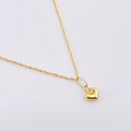Set Cadena y Dije Singapur + Corazón 1.25gr / 50cm / 1mm Oro Amarillo 18K (Oferta) *