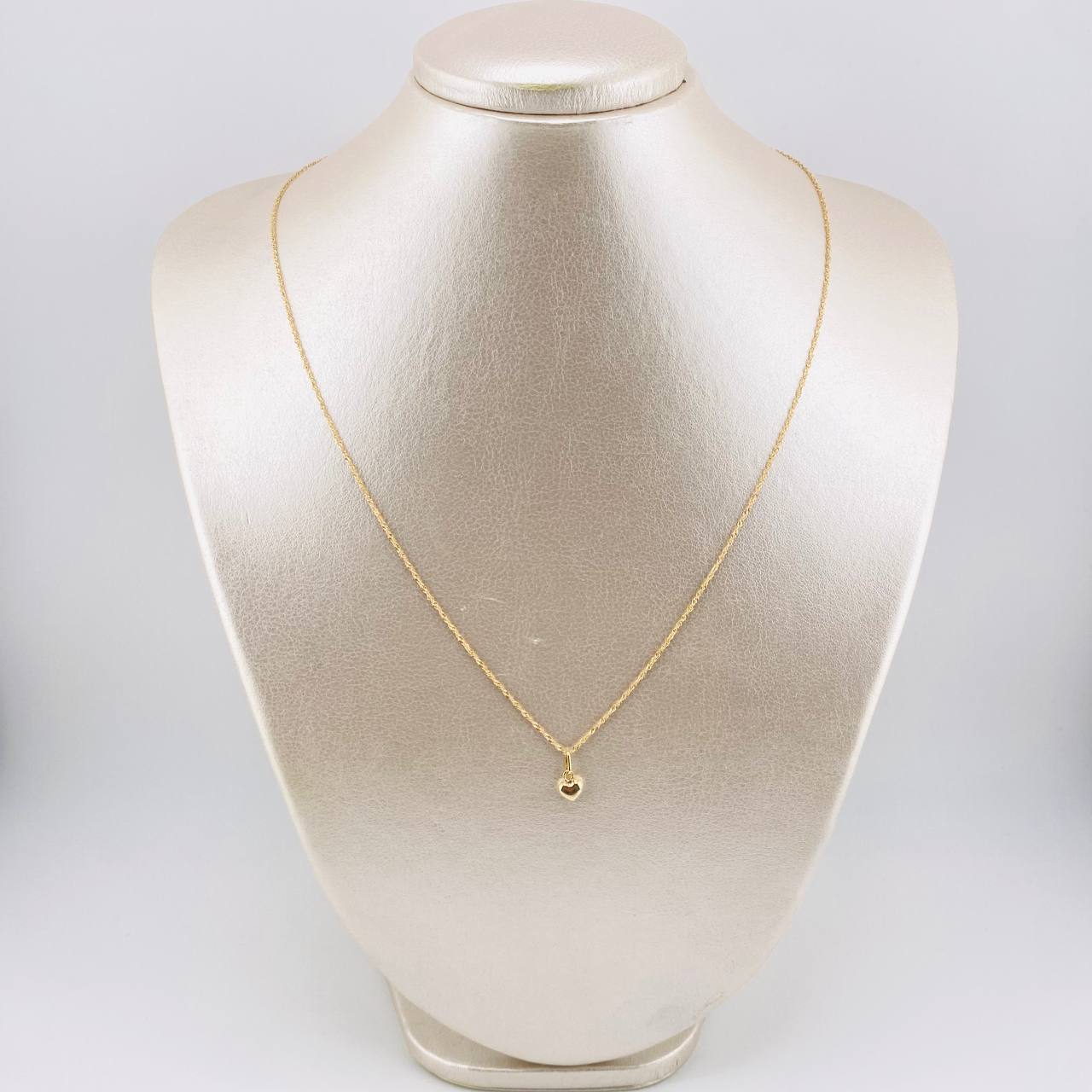 Set Cadena y Dije Singapur + Corazón 1.25gr / 50cm / 1mm Oro Amarillo 18K (Oferta) *