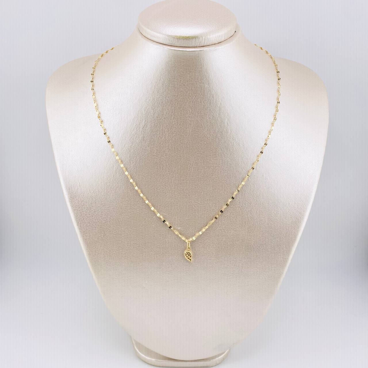 Set Cadena y Dije Flor Espejo + Ala 1.55gr / 45cm / 1.8mm Oro Amarillo 18K (Oferta)