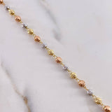 Pulso Tipo Militar 3.6gr / 18cm / 4mm Bolas Diamantadas Tres Oros 18K &