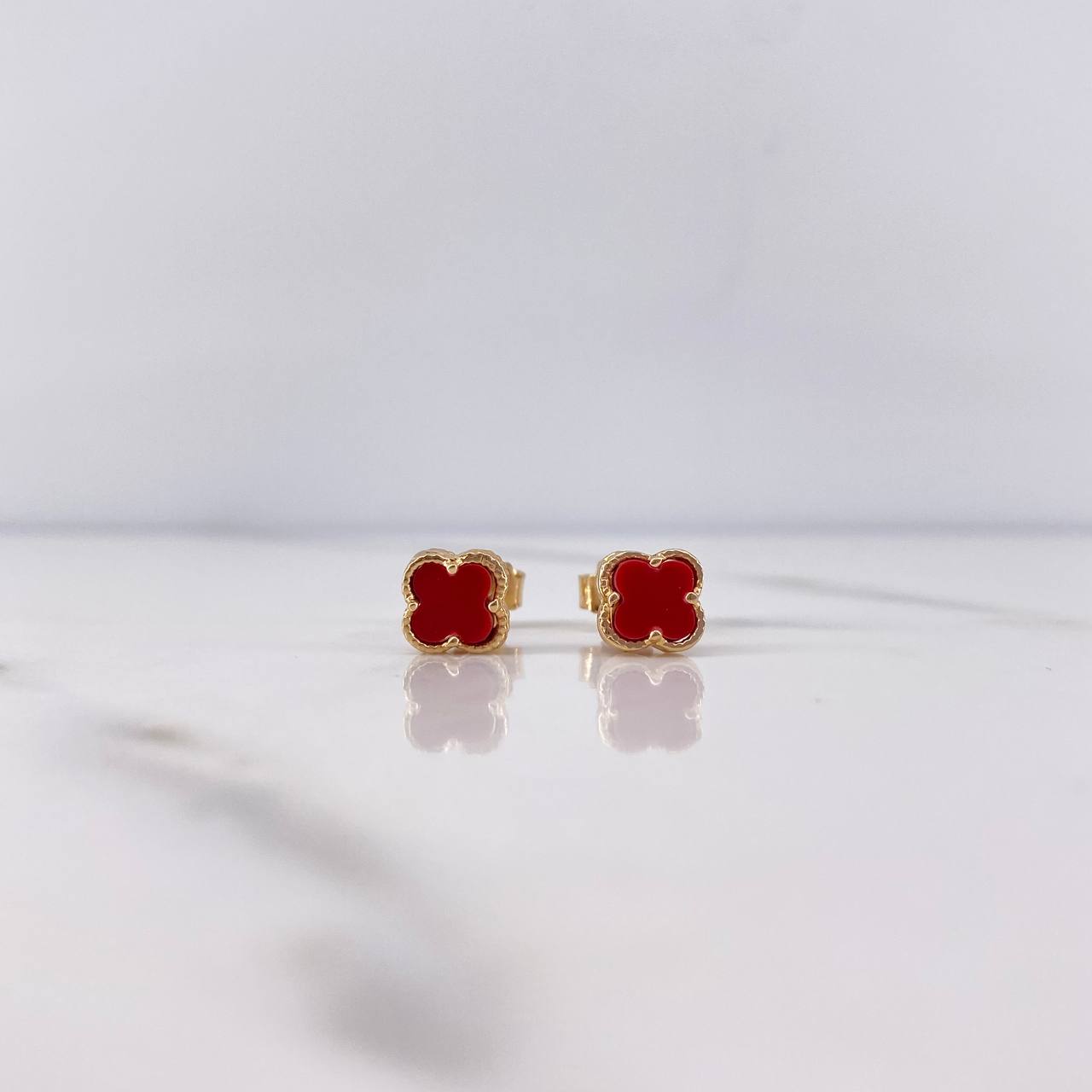 Topos Trebol 1.5gr / Piedra Rojo Oro Amarillo 18K &