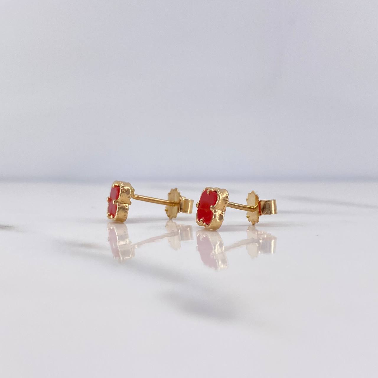 Topos Trebol 1.5gr / Piedra Rojo Oro Amarillo 18K &